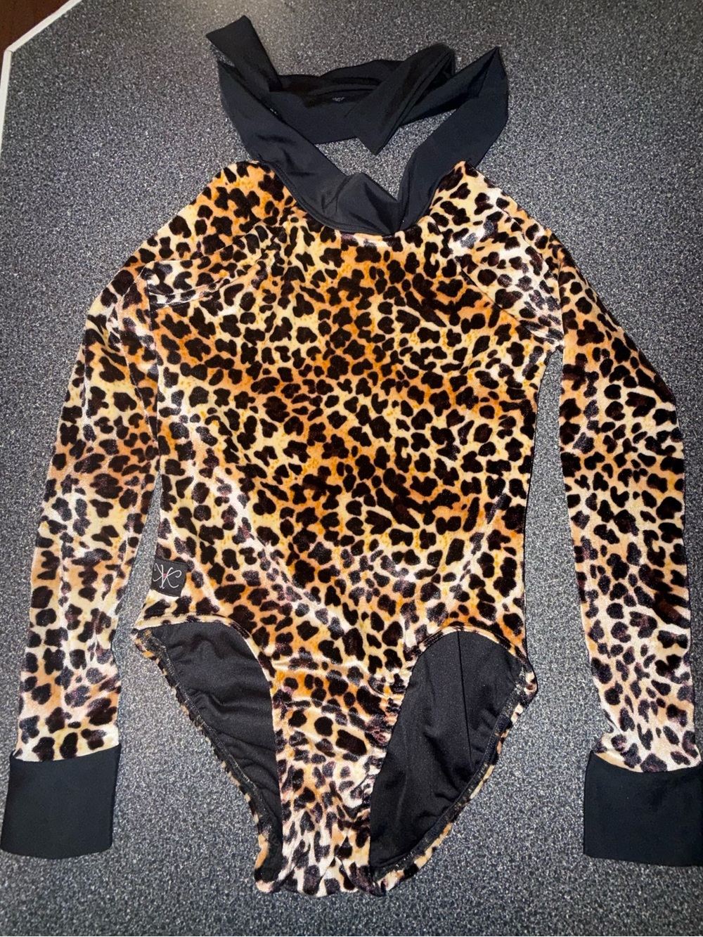 Kandi Kouture Leopard Print Velvet Bodysuit/Leotard Size Child Large (7/8)